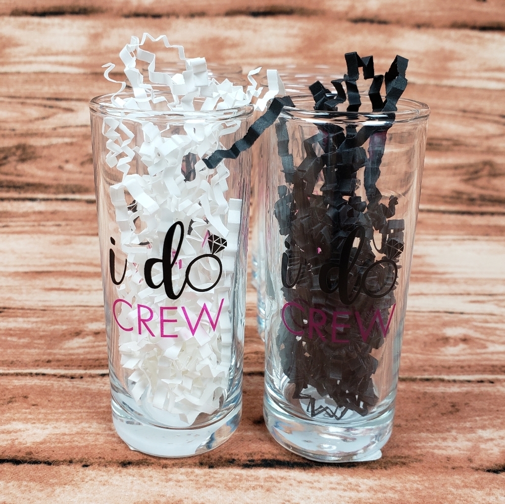 4 for $8 I Do Crew Shot Glasses